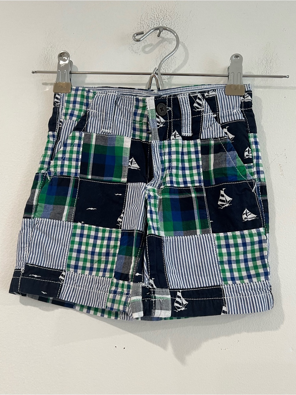 Gymboree Patchwork Plaid Shorts - Navy, Green & White